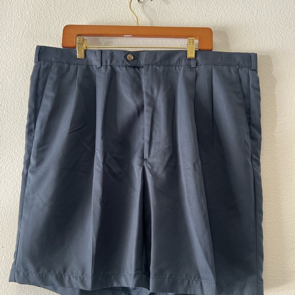 Haggar Blue Flat Front Pleat Shorts Techstyle Size 42